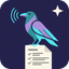 Perchnote raven, perched on a meeting note
