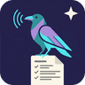 Perchnote raven, perched on a meeting note